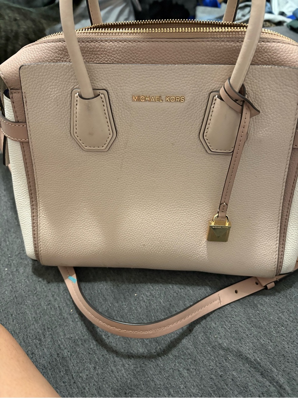 Michael Kors Blush and Cream Shoulder Bag with Gold Hardware
